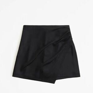 Abercrombie Satin Draped Black Mini Skort - S